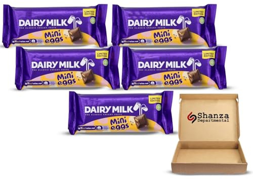 Dairy Milk Mini Eggs Chocolate Bar 54g (Pack of 5) - Creamy British Milk Chocolate Candy Bars with Crunchy Micro Mini Egg Inclusions | Limited Edition Spring Easter Holiday Treats Bundle