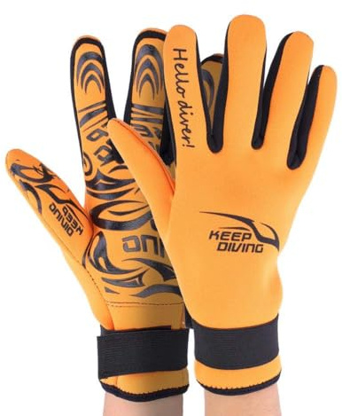 Dilwe Guantes de Buceo de Neopreno, Accesorios de Deportes acuáticos de Guantes de natación cálidos de 2 mm(M-Amarillo)