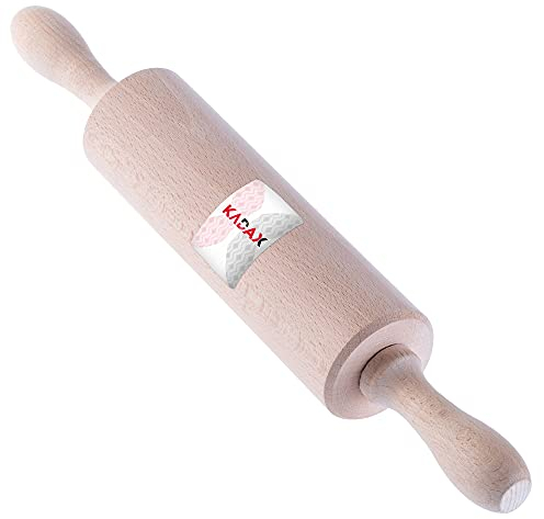 Kadax rollwood, rotolo di pasta, rullo di pasta regolabile, rotolo di pasta per guance, pizza, lunghi 38 cm, accessori da forno con manici, rullo in legno, rullo posteriore con cuscinetto a sfera,