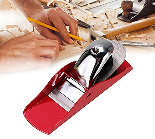 Mini Hand Planer 3-1/2 inch Red Adjustable, used for Wood Craft Processing, Carving and Trimming Projects, Carpenter DIY Model Making (Hand Planer Red)