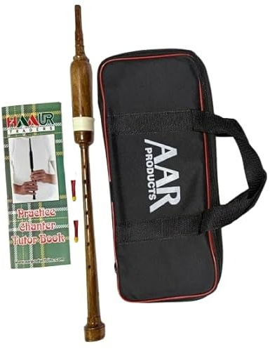 AAR Long Bagpipe Practice Chanter Length 21 Natural color Rosewood Scottish Highland Reeds, Bag & Book