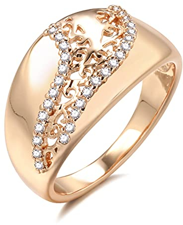 Lyx 585 roséguld etnisk brud vigselring naturlig zirkon vävning mönstrad drottning kronring för kvinnor vintage smycken