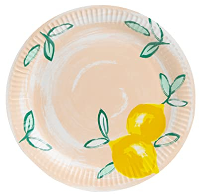 Talking Tables Pack of 12 Citrus Fruit Lemon Tropical Paper Plates | Eco-Friendly, Recyclable and Disposable Party Tableware for Summer, Alfresco Dining in Garden, Picnic, BBQ, Pink,23 centimeters
