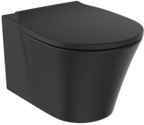Ideal Standard T5423V3 WC-Paket Connect Air, Wandtiefspül-WC mit innovativer Spültechnologie AquaBlade inkl. WC-Sitz Softclose (Absenkautomatik) Schwarz