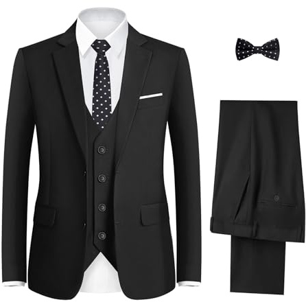 Happy Dolphin Boy Suit Slim Fit 5 Pieces Kids Black Suit for Wedding Ring Bearer Easter Graduation Little Boys to Youth Teen Classic Tuxedo (Black, Size 5)