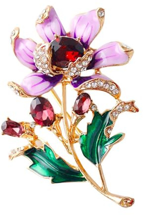 Spilla di Cristallo con Strass Abito con corpetto di giglio con bouquet dipinto di spilla di diamanti con fiori che gocciolano olio viola