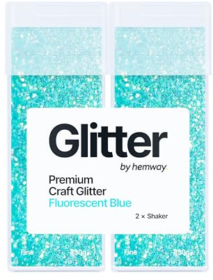 Hemway Craft Glitter Shaker Fluorescent Blue 130g x2 Pack Fine | for Resin & Epoxy Crafts, Christmas Art Supplies, Nail, Body, Face, Eye, Festival, Crafting, Slime, Sparkle
