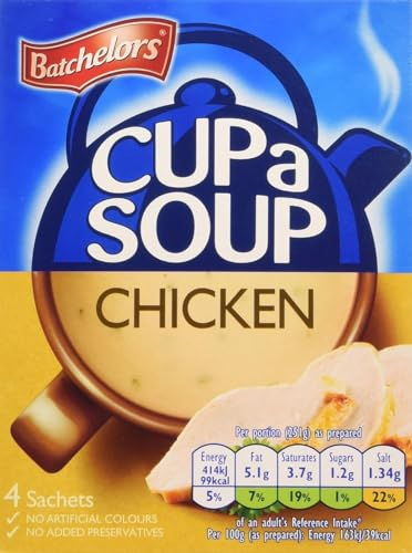 Official Batchelor Cup a Soup Chicken 16 Sachets | Cup Soup for Lunch (One Size, Chicken) 4 x Boxes Multi pack deal, Chicken Soup, Cuppa Soup