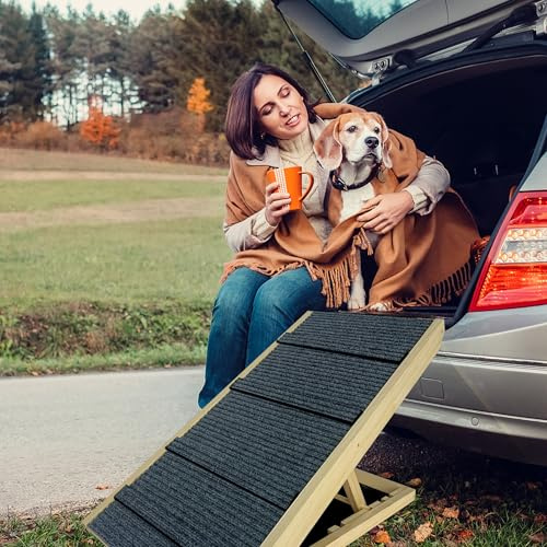 ACXIN Hunderampe 100cm Hundetreppe Höhenverstellbar Rampe Hund Auto Klappbar mit Anti-rutsch Einsatz Hundetreppe für Auto, Bett, Sofa, Kleine Hunde und Große Hunde, ASN-(HAG7510A)-1