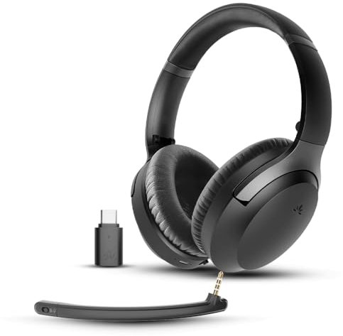 Avantalk Aria Pro 3 – Bluetooth-Headset mit abnehmbares Noise Cancelling Mikrofon für die Arbeit - 20 ms geringe Latenz, Dual-Verbindung (PC + Handy), USB-C-Dongle - für PS5-Gaming, Meetings & Musik