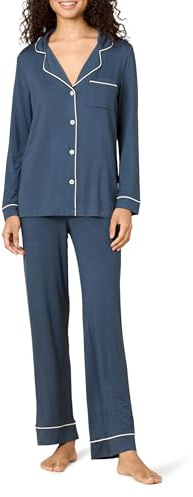 Amazon Essentials x Sofia Grainge Ensemble de Pyjama en Modal Extensible, Haut à Manches Longues et Pantalon Pleine Longueur Femme, Bleu Marine Foncé, S