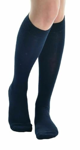 6 Pairs Girls' Knee High Socks - Uniform, Party Wear, Plain - Size 4-6 UK - Soft Cotton (Navy)