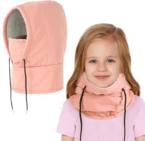 AYPOW Thermal Kids Balaclava Hat Winter, Waterproof Fleece Balaclava Ski Mask, Windproof Warm Adjustable Hood Hat With Face Cover Snood Scarf Cap for Snowboarding Hiking Cycling Boys Girls