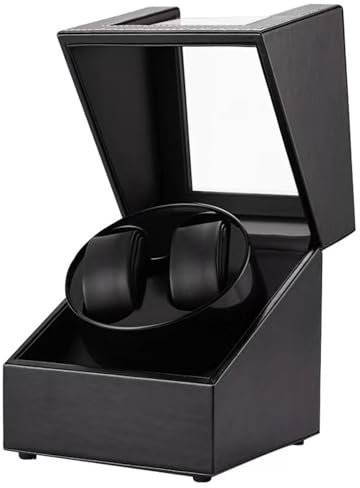 Machtiging Cajas Enrolladoras para Relojes,Enrollador De Relojes,Caja Relojes AutomáTicos,Caja Giratoria para 2 Relojes,Caja Enrolladora AutomáTica para Relojes,RotacióN Silenciosa,Negro
