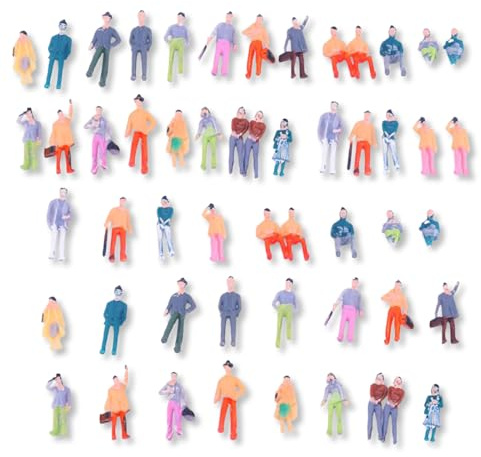 ZORVYN 50 Figuras pintadas en Miniatura, adecuadas para maquetas de Trenes, escenas tridimensionales y decoración, con múltiples Poses y Detalles realistas (Escala 1:75)