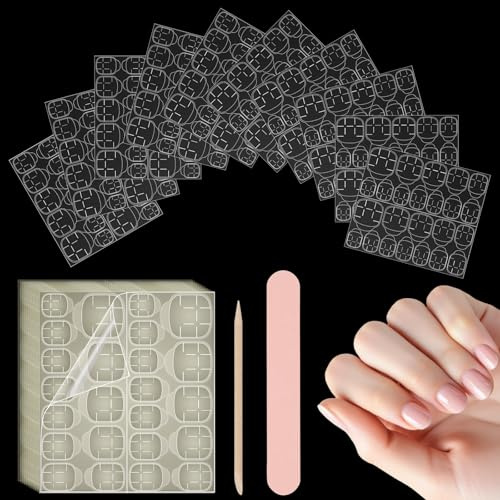 Kepfire 240 Pcs Nail Adhesive Tabs,12 Sizes Waterproof Nail Tabs for Press On Nails,10 Sheets Breathable Sticky Tab for Nails