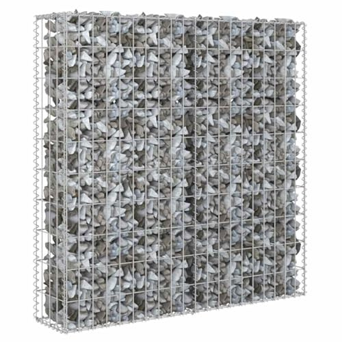 Mokuyary Gabbione parete con copertura in acciaio zincato, 80 x 20 x 100 cm, cestino in pietra per gabbioni, per paesaggio, giardino