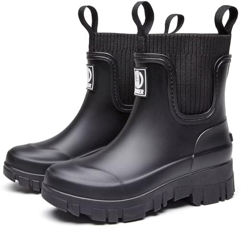 GURGER Botas de Agua Mujer Chelsea Zapatos de Lluvia Impermeable Wellington Botines de Goma para Uso Diario y Exterior