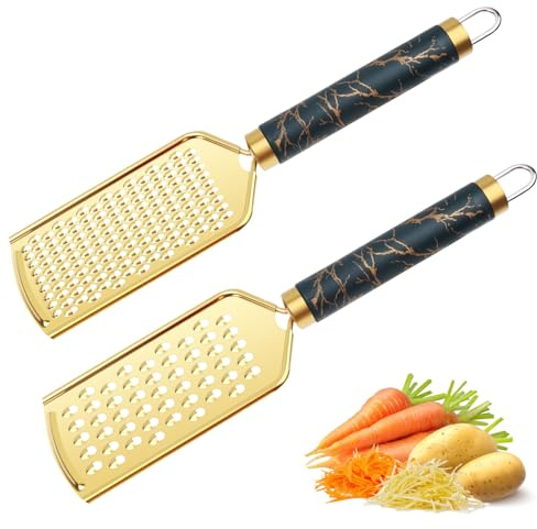 2 Stück Reibe Edelstahl, Küchenreibe mit Langem Griff, Fein Parmesanreibe, Scharfer Kleine Reibe, Reibe für Gemüse, Knoblauchreibe, Apfelreibe, Zitronenreibe, Gurkenreibe, Kartoffelreibe, Möhrenreibe