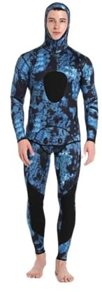 Neopreno Hombre Traje de Neopreno cálido con Capucha de 1,5/3 mm for Hombre, Ideal for Caza, Pesca y Surf.(Blue,L)