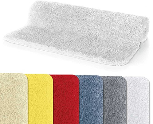 Spirella - Tapis de Salle de Bain Microfibre FINO, Antidérapant, Séchage Rapide, Poils Longs 25 mm, Lavable en Machine + Sèche-Linge - 50 x 80 cm - Blanc