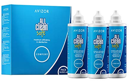 Avizor All Clean Soft Liquide pour Lentilles de Contact Solution Unique pour Nettoyage/Désinfection, 3 x 350 ml