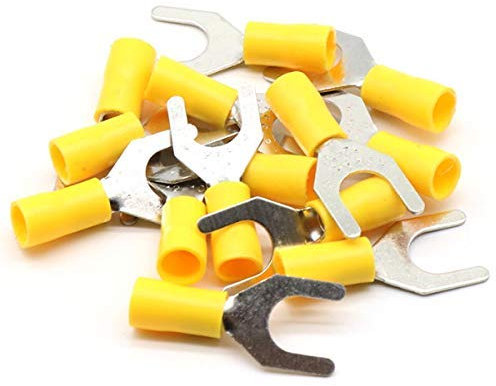50 x capocorda per cavi a forcella in giallo 4,0-6,0mm2 foro Ø M6 isolato in stagno PVC morsetto di collegamento capocorda cavo connettore in rame stagnato