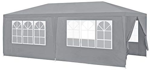 casa.pro Carpa Pabellón para Jardín Wedau Carpa Plegable Gazebo Cenador de Jardín Estructura de Acero Terraza Patio 600 x 300 x 255 cm - Gris Oscuro