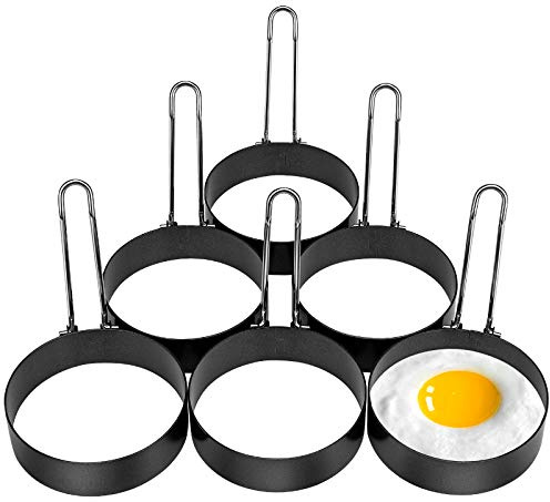 6 Pack Egg Ring, Stainless Steel Round Egg Cooking Rings Non-Stick Frying Egg Maker Molds