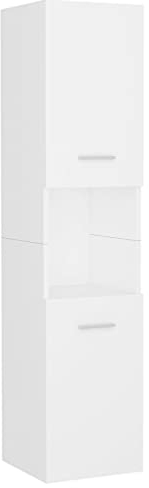 vidaXL Badezimmerschrank mit 2 Türen 5 Fächern Hochschrank Badschrank Badmöbel Schrank Badezimmermöbel Weiß 30x30x130cm Holzwerkstoff