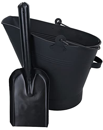 AB Tools Chimenea estilo Waterloo cubo de boca ancha + pala de mano de carbón de 5 pulgadas de ancho