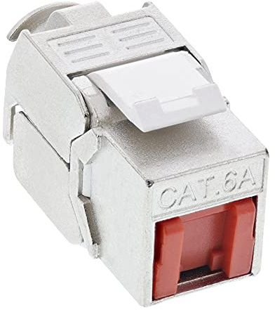 InLine® Keystone - Inserto RJ45 per presa LSA SNAP-In, Cat.6a, con protezione antipolvere rosso
