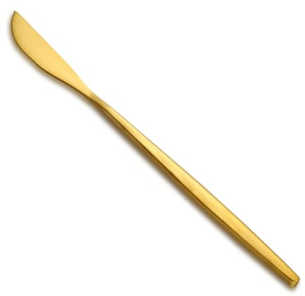 Pleafind cuchillos de mesa 24P, 8,66(22 cm) Juego de cuchillos de acero inoxidable, cuchillos carne mesa dorado, cuchillo sierra, Cuchillo para hogar y restaurante, Apto para lavavajillas