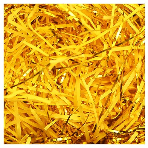 Egurs Shredded Paper for Gift Box 500 g Mixed Colour Filling Material Gift Filling Paper Chips Packaging Material for Baskets Gift Box DIY Party Hamper Filling Decoration Golden
