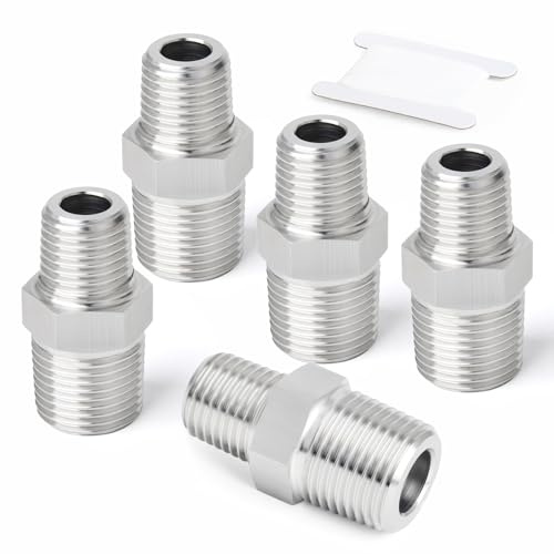 ERGAOBOY 5 st 1/2 tum x 3/8 tum BSP hane kallt huvud hane hexagon reduktionsväxel, 304 rostfritt stål rördelar
