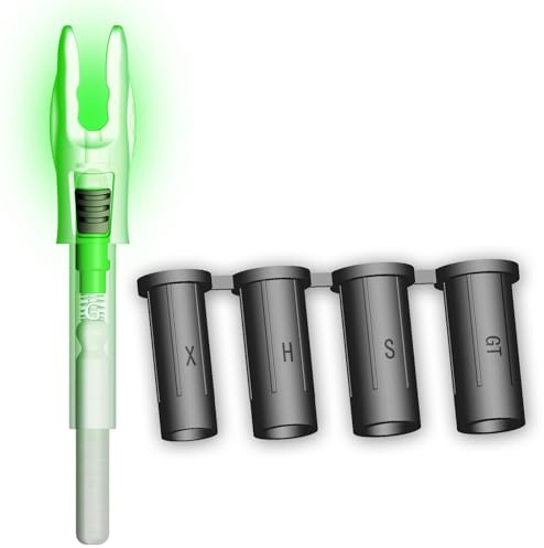 CosiComu 6PCS G Lighted Nocks for Arrows with .165 .204 .233 .244 .246 Inside Diameter with X, H, S, GT Bushings LED Light up Knocks (Green)