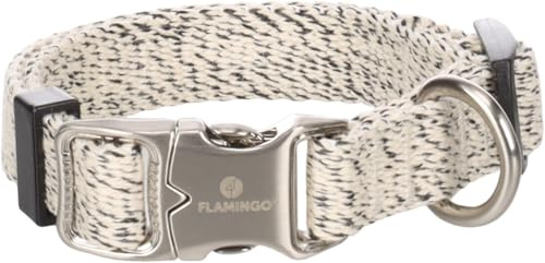 Collier Chien – Lago Blanc & Noir XS | 20-35cm x 15mm x 2mm, Lin, Boucle métal