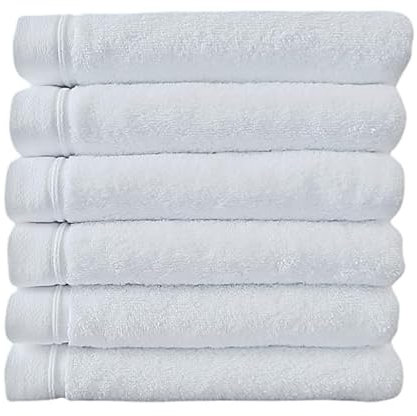 kidsearth® hochwertiges-Handtuch-Set 100% Baumwolle 580g/m2 Oeko-TEX® Zertifiziert (Weiß, 6 Handtücher 100 x 50 cm)