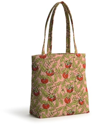 Vera Bradley Women's Premium Cotton Tote, Tomato Vines, One Size