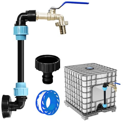 SUNOYA IBC Robinet à col de cygne 3/4 , pour réservoir IBC, robinet d'arrêt S60 x 6, adaptateur IBC, réservoir IBC, accessoire de réservoir IBC pour réservoir d'eau de pluie, robinet IBC