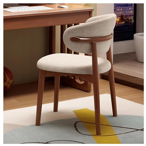 Modern ek trä café stol böjd ryggstöd matstol lyxig stoppad armlös accentstol för vardagsrum och vardagsrum elegant hörnsäte (stil1)