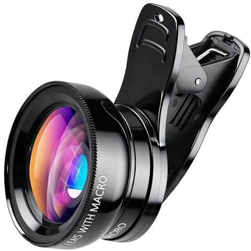 Kit de Lentes 2 en 1 para Móvil con Gran Angular 140° 0.45X, Macro 12,5X y Clip Universal, Juego de Lentes Universale para Teléfono Compatible con Samsung, iPhone y la Mayoría de Smartphones