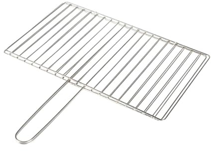 FUBESK Griglia per pesce in acciaio inox con manico per barbecue, grande rete per barbecue, carne, verdure, gamberetti, accessorio per griglia ruggine