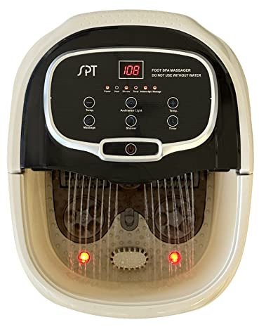 SPA-3549 – SPT Foot Spa Bath Massager w/Motorized Rollers, Tan and Black