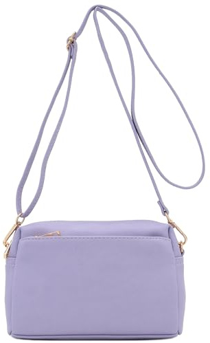 FashionPuzzle Triple Zip Small Crossbody Bag, Lavender, One Size