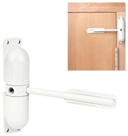 GOOKYO Door Closer Automatic Safety Spring Door Closer – Easy to Install to Convert Hinged Doors to Self-Closing– White