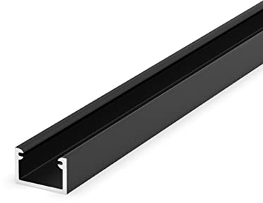 LumenTEC SET: Flach LED Profil, 100cm Profil LED U, 11x7mm für max 8mm LED Streifen + Abdeckung LT4-2 (Schwarz Milchig)