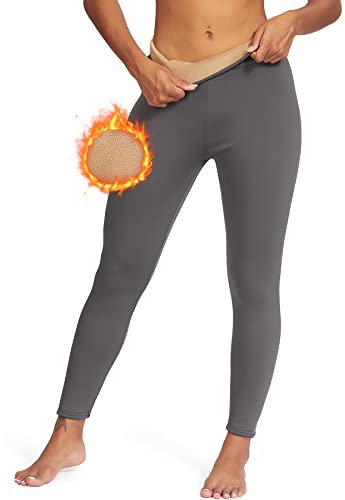 RIOJOY Thermo Leggings Damen Gefütterte Leggings Mit Fleece Verdickte Winter Warme Leggings Hose für Alltag