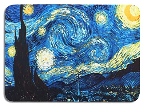 AOKSUNOVA Tappetino per mouse da gaming, piccolo con motivo Van Gogh, 28 x 20 cm, motivo ragazza colorato
