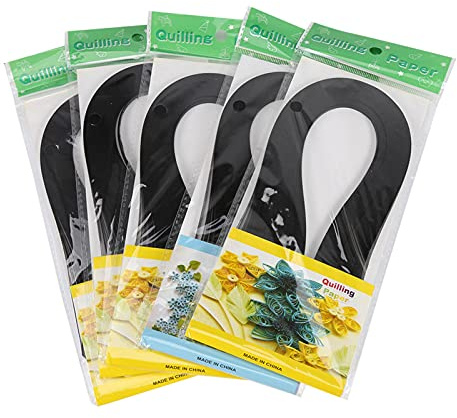 600 ränder gör-det-själv quilling-papper 3 mm bredd ren färg origami papper hantverk dekoration för dekorativ målning prydnader och förpackning (svart)